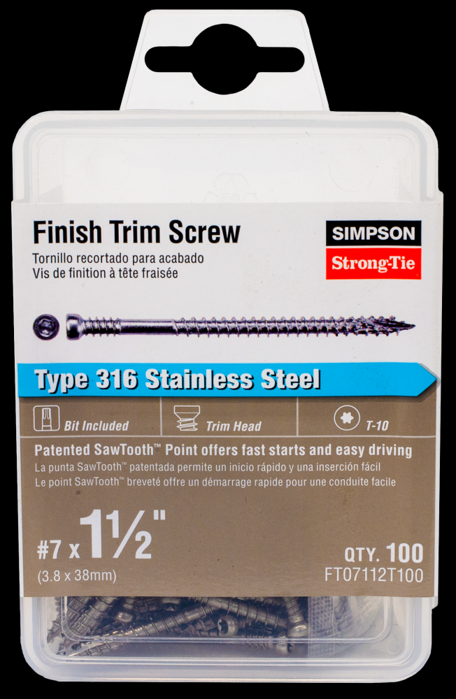 Finish Trim Screw - #7 x 1-1/2 in. T10, Trim-Head, Type 316 (100-Qty)