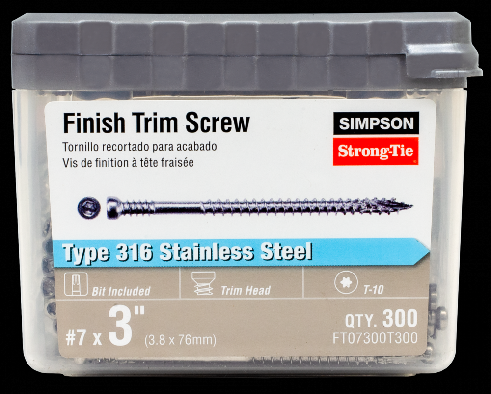 Finish Trim Screw - #7 x 3 in. T10, Trim-Head, Type 316 (300-Qty)