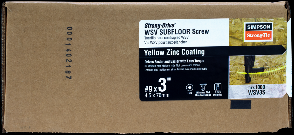 Strong-Drive® WSV SUBFLOOR Screw (Collated) - #9 x 3 in. T-25, Yellow-Zinc (1000-Qty)