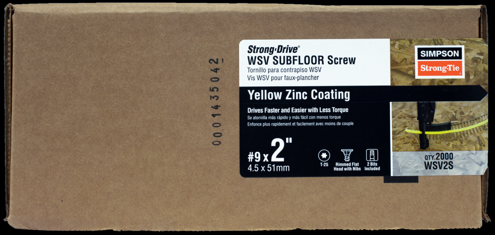 Strong-Drive® WSV SUBFLOOR Screw (Collated) - #9 x 2 in. T25, Yellow Zinc (2000-Qty)