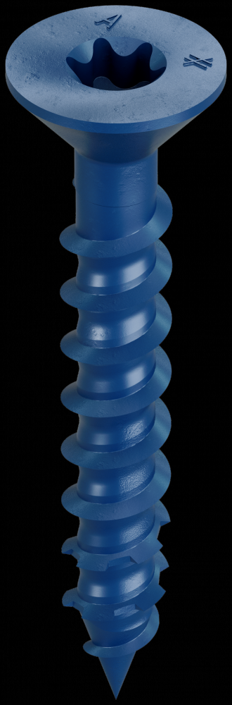 Titen Turbo™ - 1/4 in. x 1-3/4 in. 6-Lobe Flat-Head Concrete and Masonry Screw, Blue (75-Qty)