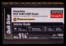 Simpson Strong-Tie HCKWSV134S - Strong-Drive® WSV SUBFLOOR Screw (Collated) - #9 x 1-3/4 in. T25, Yellow Zinc (1000-Qty)