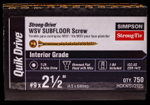 Simpson Strong-Tie HCKWSV212S - Strong-Drive® WSV SUBFLOOR Screw (Collated) - #9 x 2-1/2 in. T-25, Yellow-Zinc (750-Qty)