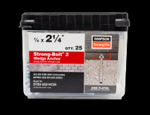 Simpson Strong-Tie STB2-25214 - Strong-Bolt® 2 - 1/4 in. x 2-1/4 in. Wedge Anchor (100-Qty)