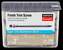 Simpson Strong-Tie FT07200T450 - Finish Trim Screw - #7 x 2 in. T10, Trim-Head, Type 316 (450-Qty)