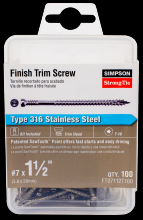 Simpson Strong-Tie FT07112T100 - Finish Trim Screw - #7 x 1-1/2 in. T10, Trim-Head, Type 316 (100-Qty)