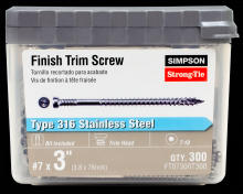 Simpson Strong-Tie FT07300T300 - Finish Trim Screw - #7 x 3 in. T10, Trim-Head, Type 316 (300-Qty)