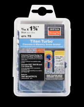 Simpson Strong-Tie TNT18134TFC75 - Titen Turbo™ - 3/16 in. x 1-3/4 in. 6-Lobe Flat-Head Concrete and Masonry Screw, Blue (75-Qty)