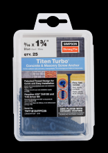 Simpson Strong-Tie TNT18134TFC25 - Titen Turbo™ - 3/16 in. x 1-3/4 in. 6-Lobe Flat-Head Concrete and Masonry Screw, Blue (25-Qty)