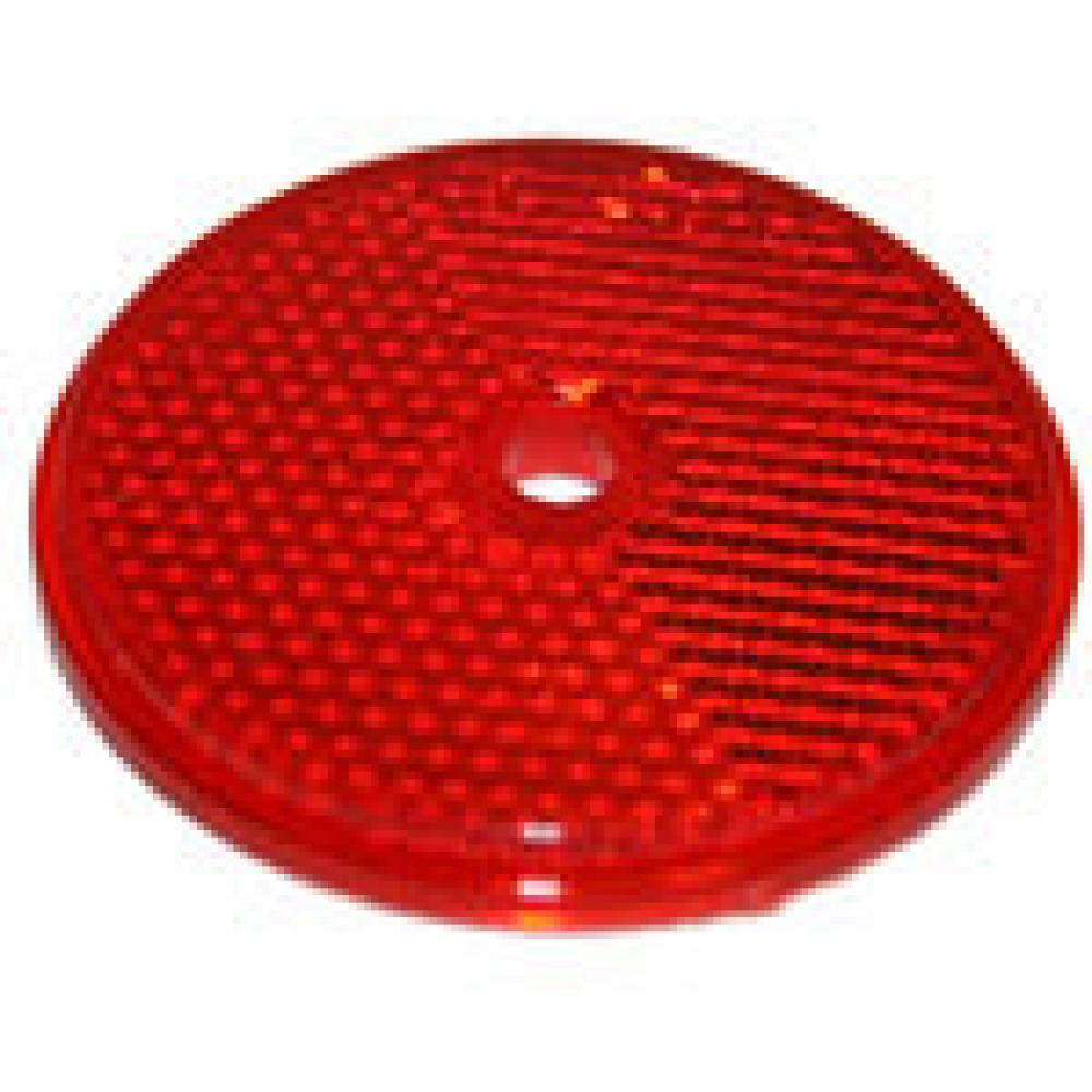 REFL RED ROUND 2-3/16Inch CENTRE HOLE PLASTIC-BACK