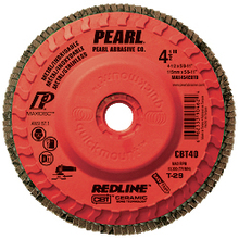 Pearl Abrasive Co. MAX454CBTQ - 4-1/2 x 5/8-11 Redline™ CBT™ Maxidisc™ Trim Flap Discs, T-29, CBT40