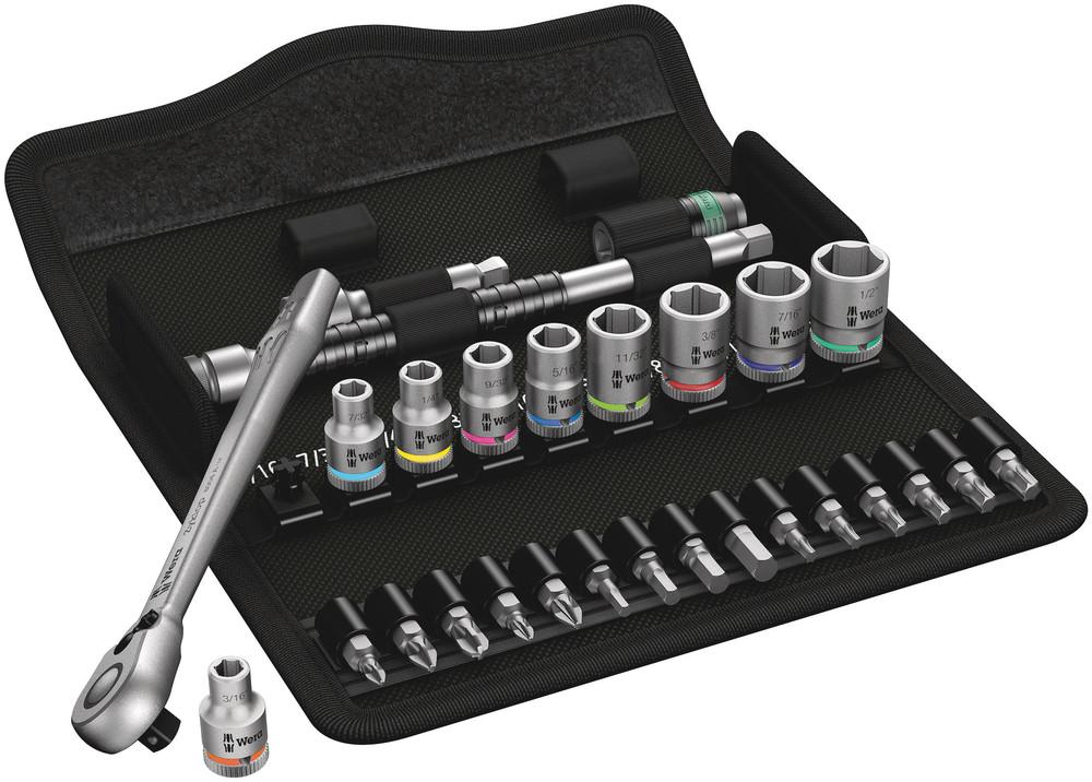 8100 SA 11 ZYKLOP METAL RATCHET SET. IMPERIAL 1/4 28PIECE RATCHET SET WITH SWITCH LEVER IMPERIAL