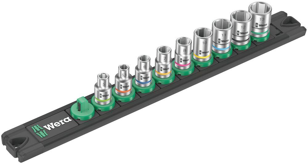 Magnetic socket rail A 4 Zyklop socket set, 1/4&#34; drive, 9 pieces