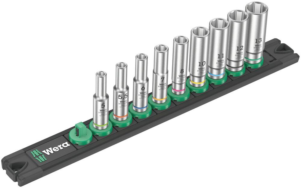 Magnetic socket rail A Deep 1 socket set, 1/4&#34; drive, 9 pieces