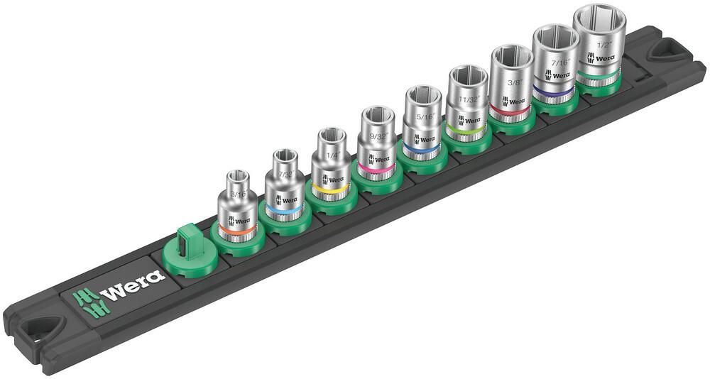 Magnetic socket rail A Imperial 1 Zyklop socket set, 1/4&#34; drive, imperial, 9 pieces