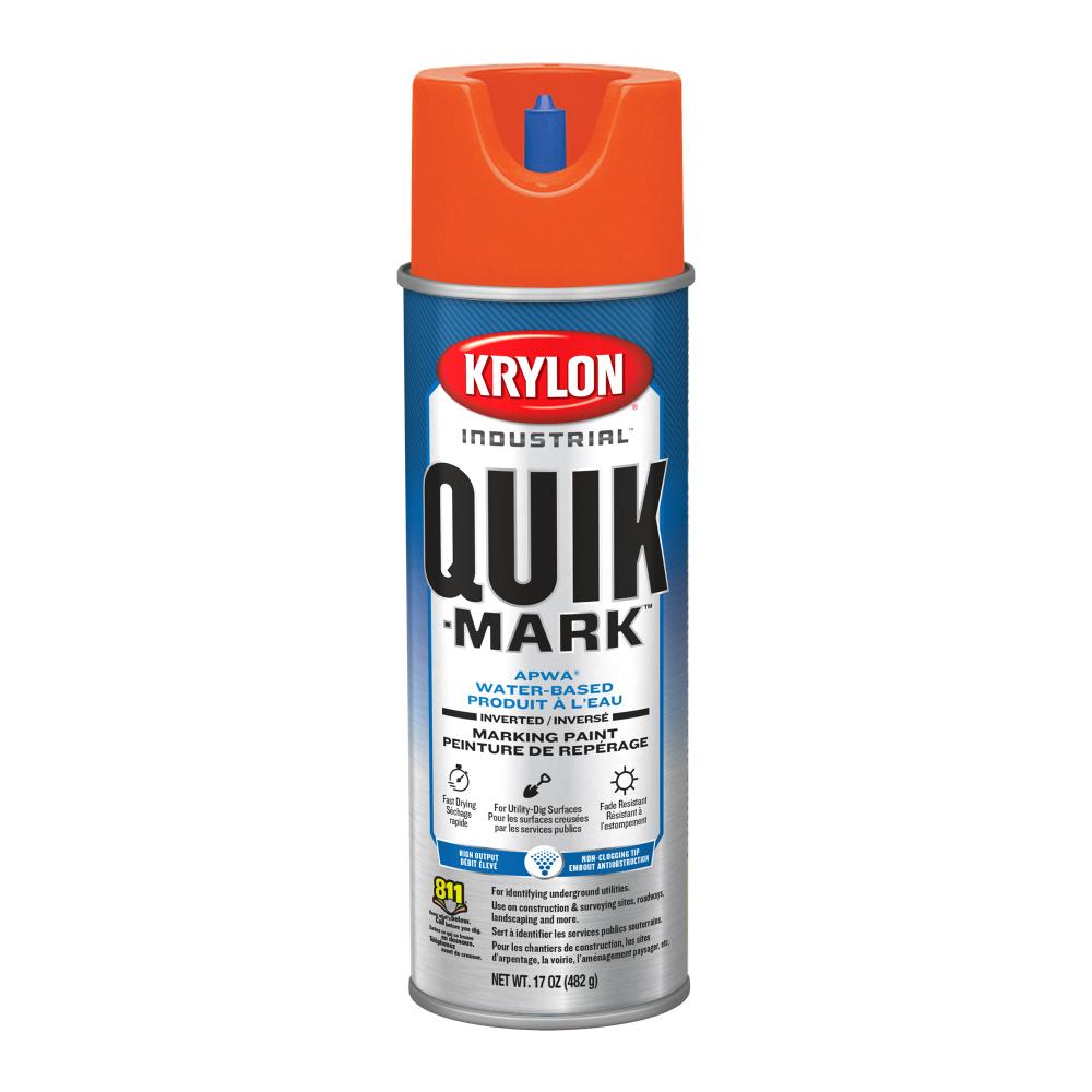 Krylon Industrial Quik-Mark Water-Based Inverted Marking Paint, Orange, 17 oz.