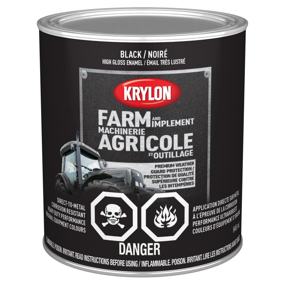 Krylon® Farm & Implement Paint Brush On, Gloss, Black, 946 mL