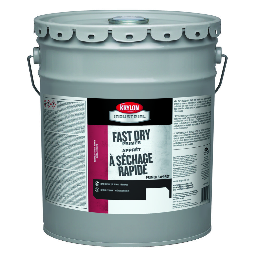 Krylon Industrial Fast Dry Primer, Gray, 5 Gallon