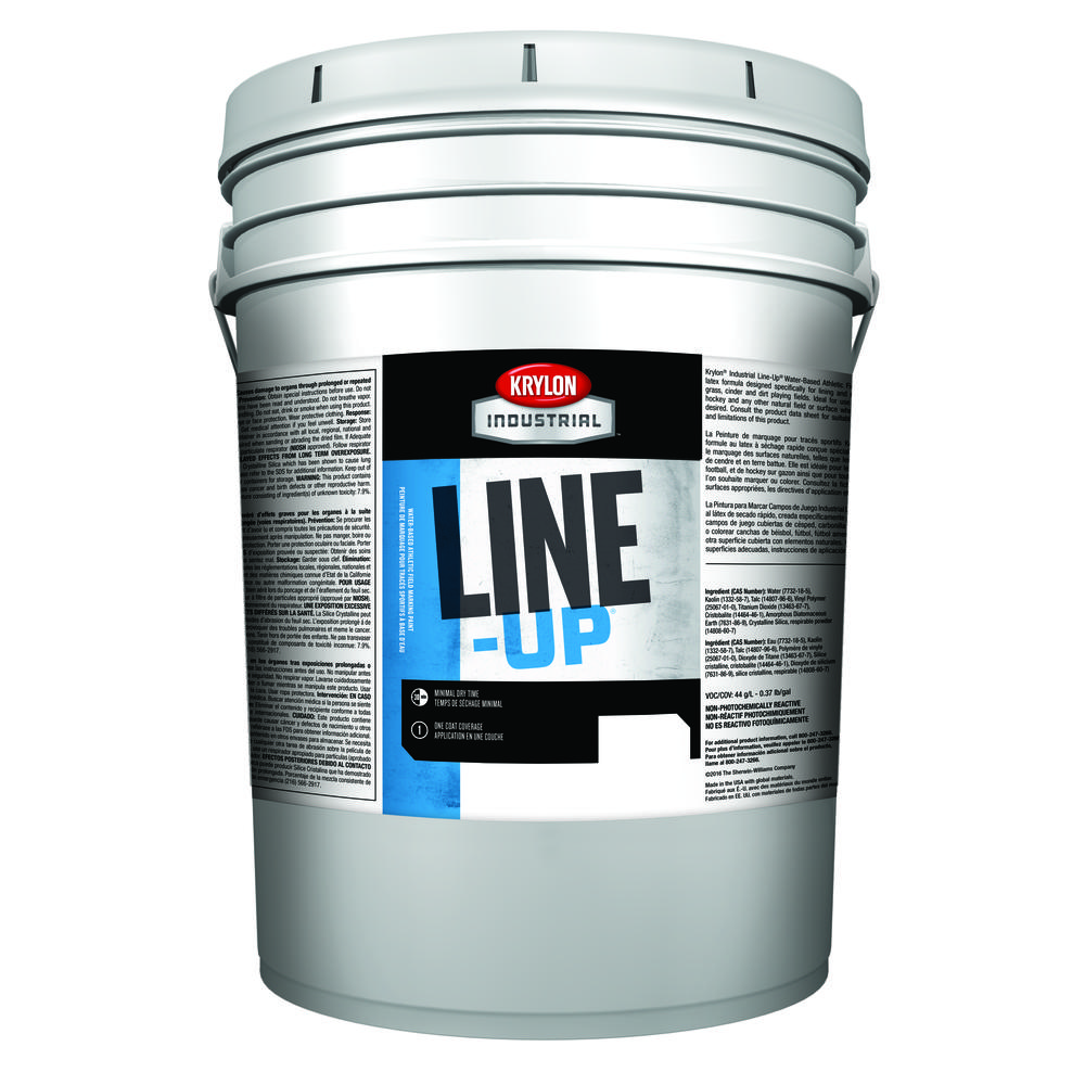 Krylon Industrial Line-Up Water-Based Athletic Field Marking Paint, Flat, Athletic White, 5 Gallon