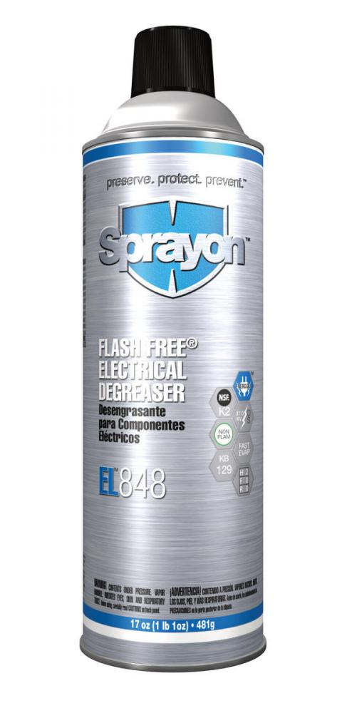 Sprayon EL848 Flash Free Electrical Degreaser, 13 oz.