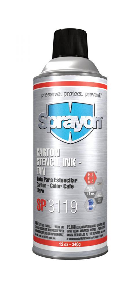 Sprayon SP3100 Series Carton Stencil Inks, Tan, 12 oz.