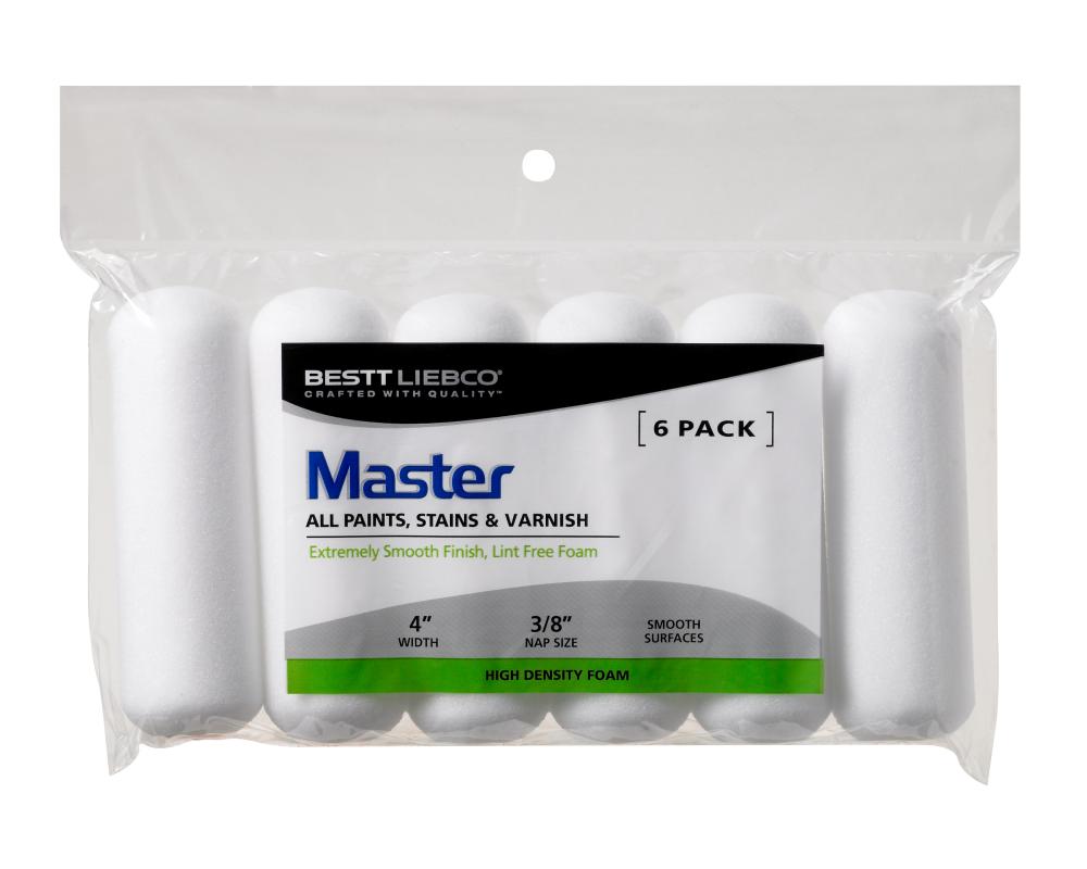 Bestt Liebco Master Foam Mini Roller Cover, 4 x 3/8 in., 6 count