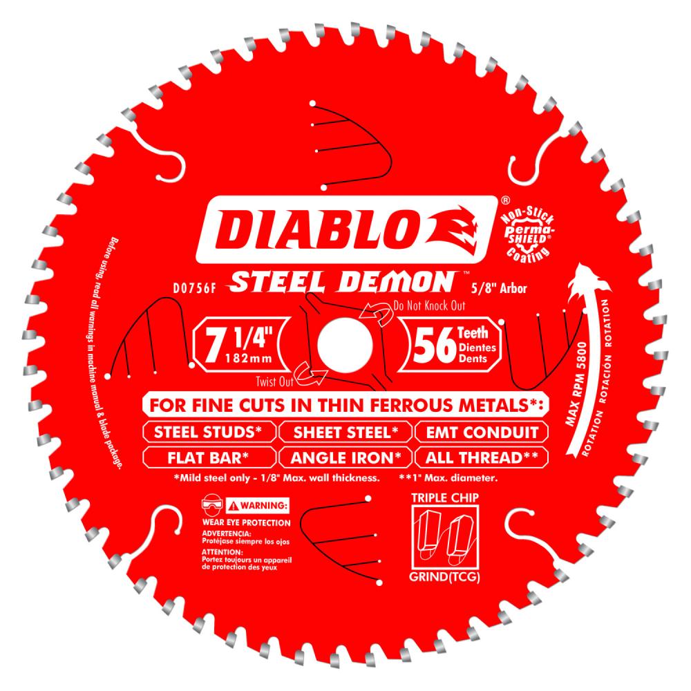7-1/4 in. x 56 Tooth Steel Demon Carbide-Tipped Saw Blade for Metal