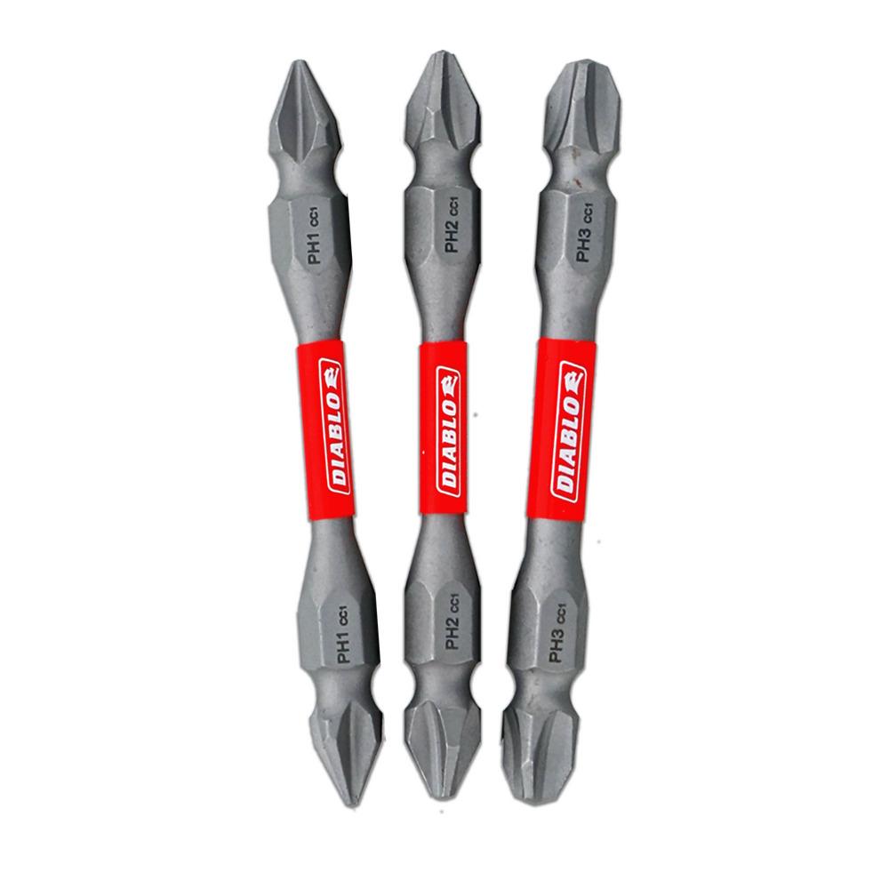 2.375 Double-Ended Phillips Drive Bit Set (3-Piece)