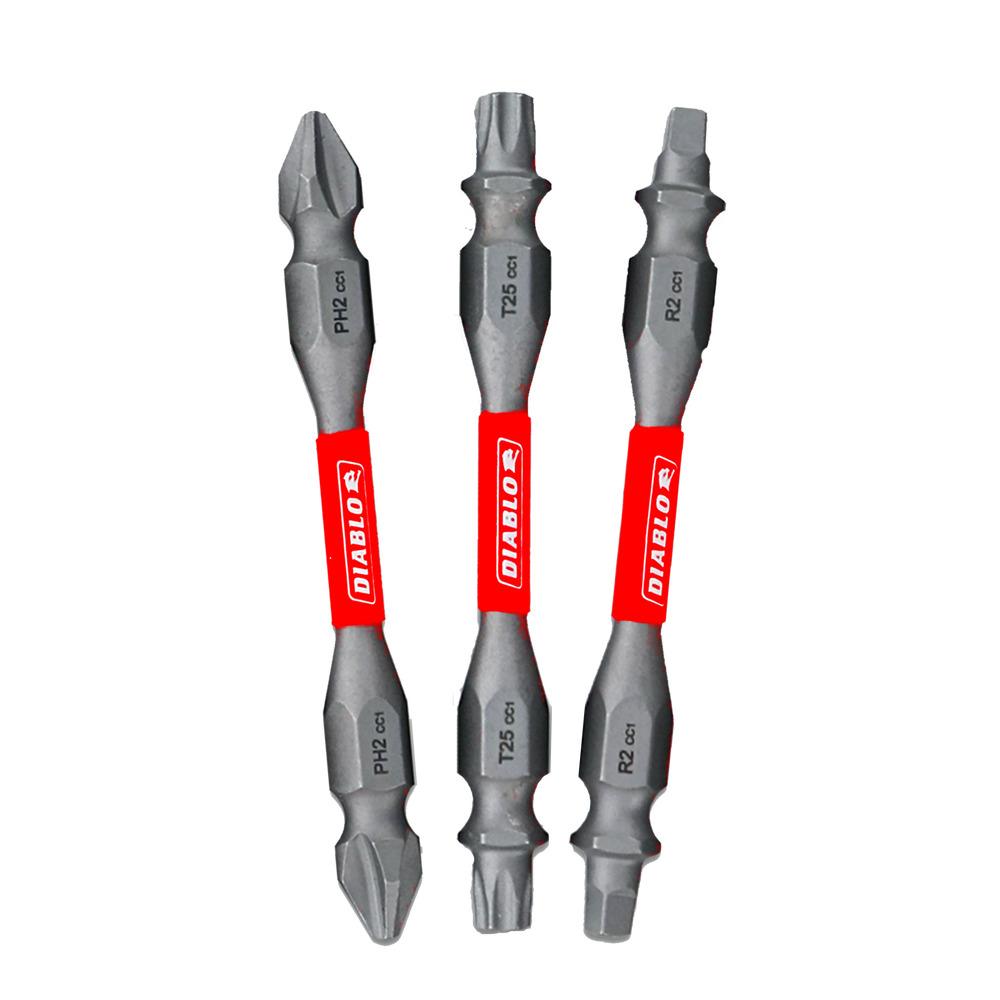 2-1/2&#34; Double-Ended Phillips, Square and Torx Drive Bit Set (3-Piece)