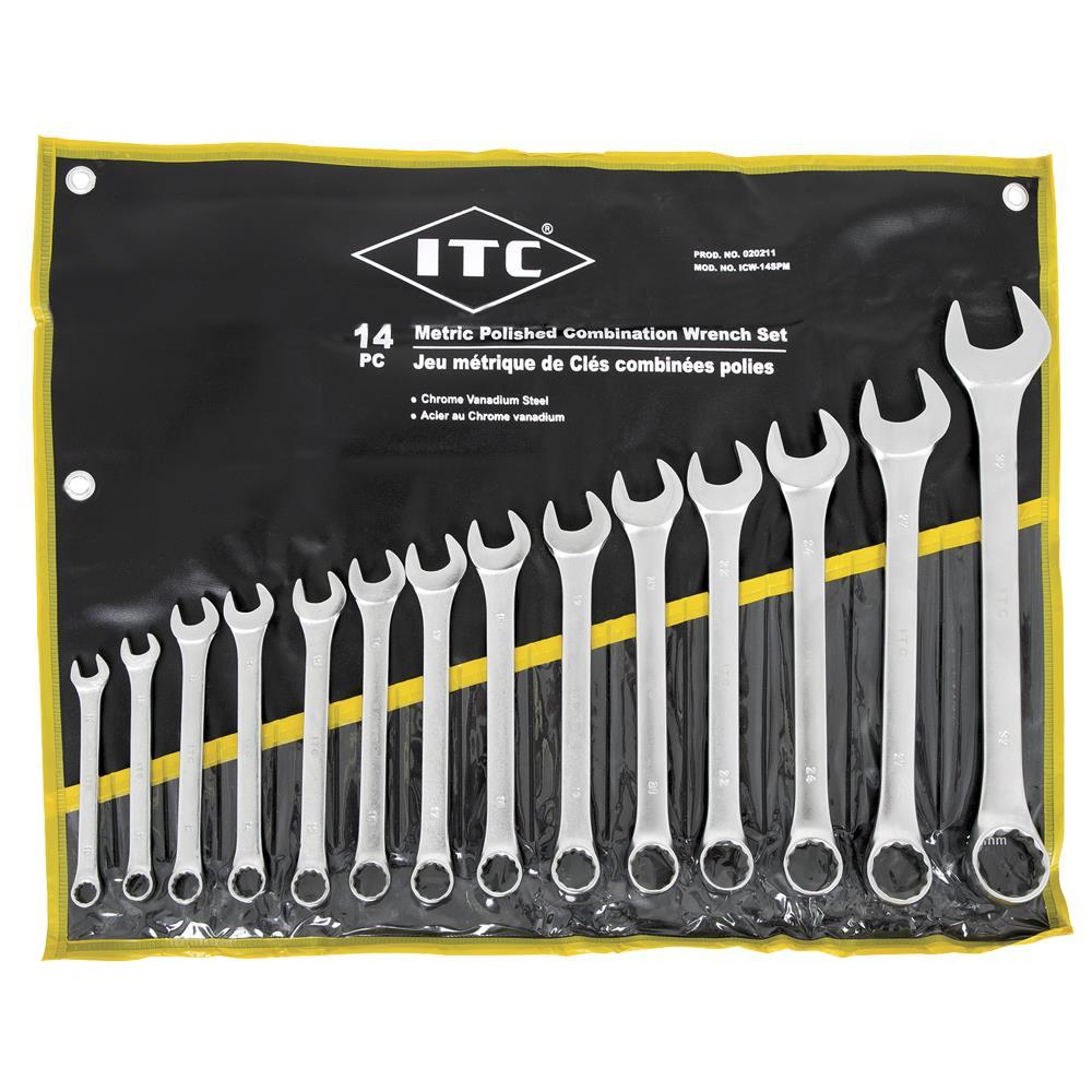 14 PC Metric Polished Combination Wrench Set
