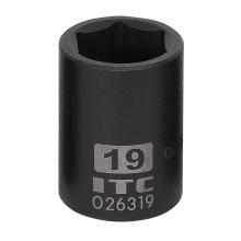 ITC 26319 - 1/2" DR x 19 mm Impact Socket - 6 Point