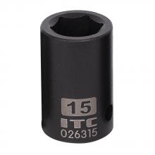 ITC 26315 - 1/2" DR x 15 mm Impact Socket - 6 Point