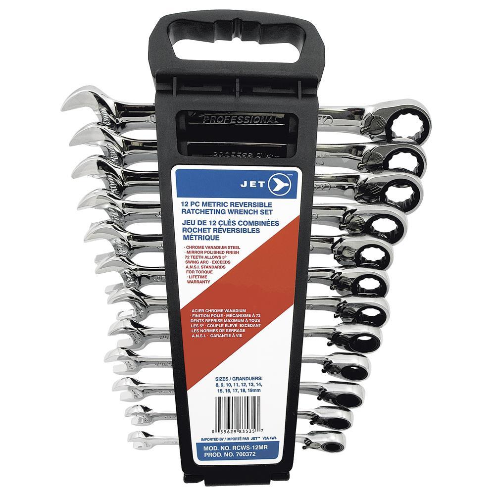 12 PC Long Metric Reversible Ratcheting Combination Wrench Set