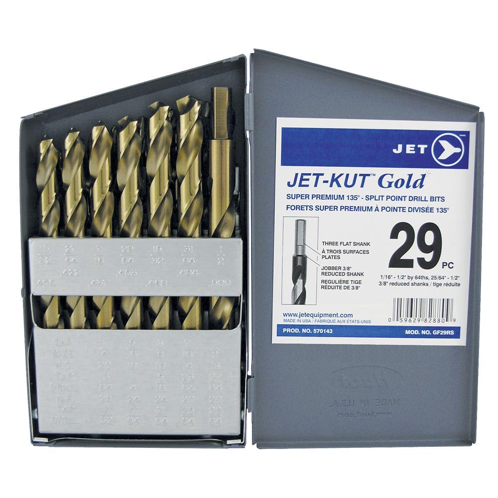 29 PC JET-KUT GOLD Super Premium Reduced Shank Drill Bit Set