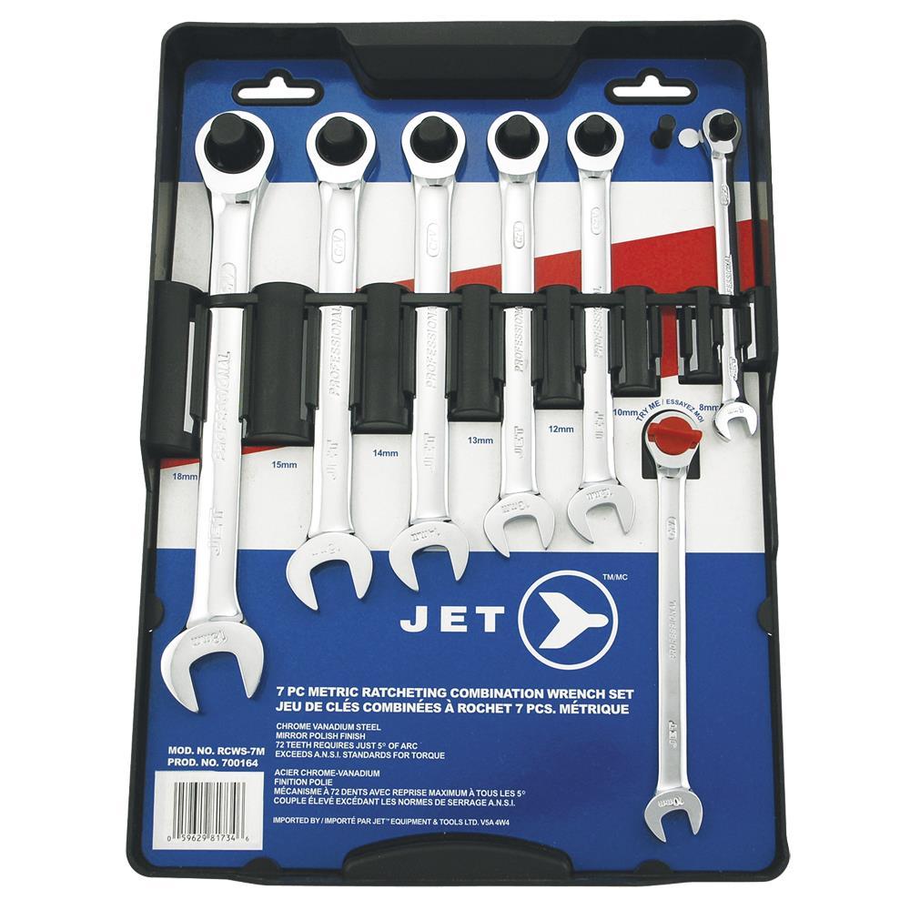 7 PC Long Metric Ratcheting Combination Wrench Set