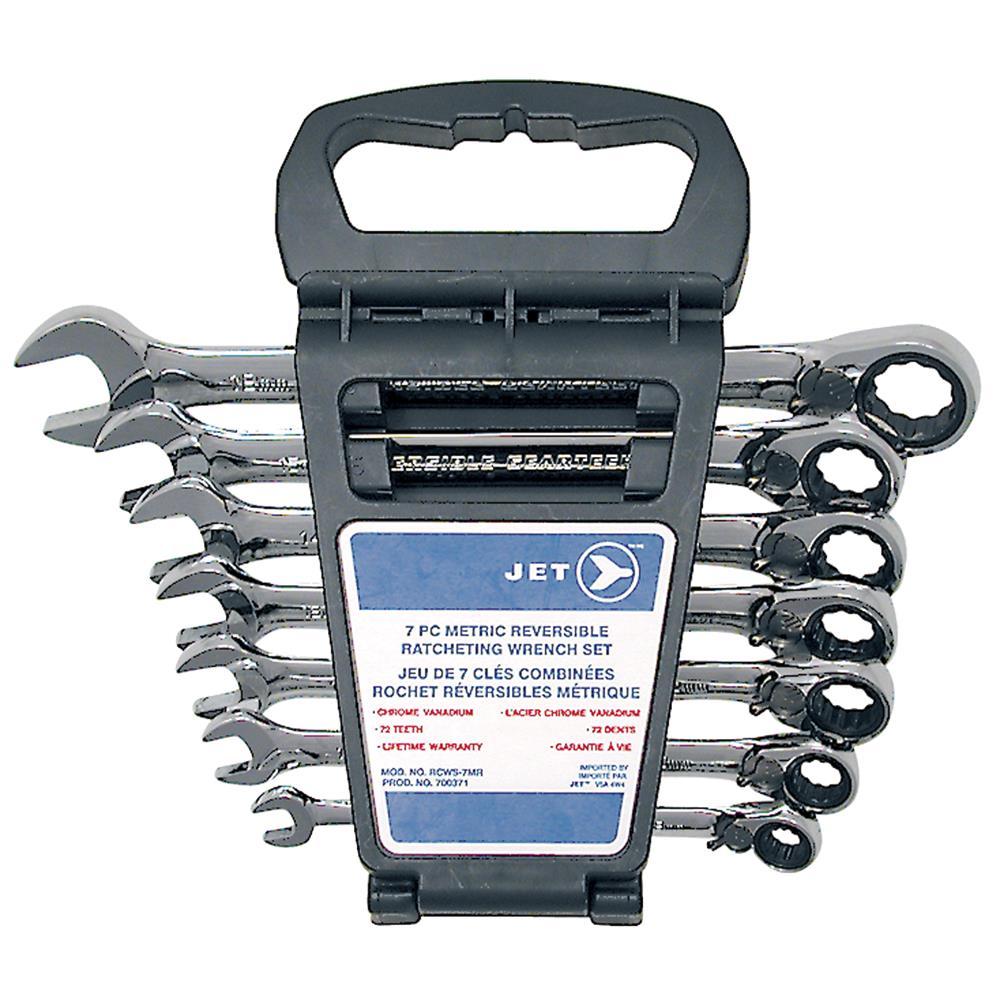 7 PC Long Metric Reversible Ratcheting Combination Wrench Set