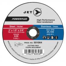 Jet - CA 501064 - 3 x 1/8 x 3/8 A36 POWERPLUS T1 Cut-Off Wheel