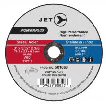 Jet - CA 501063 - 3 x 3/32 x 3/8 A60 POWERPLUS T1 Cut-Off Wheel