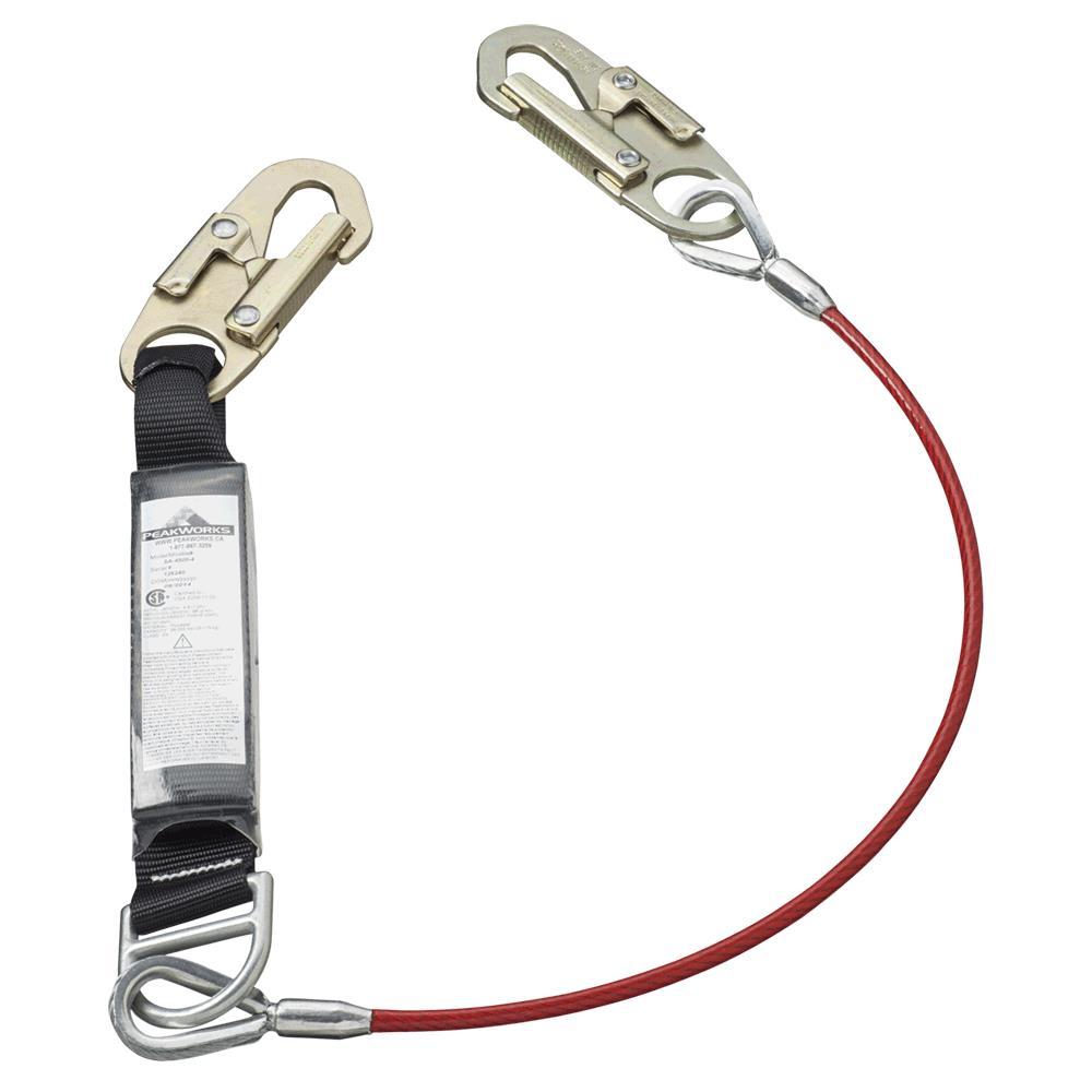 Shock Absorbing Lanyard (110 – 220 lb capacity) - SP - Single Leg - Galvanized Cable - Snap Hooks