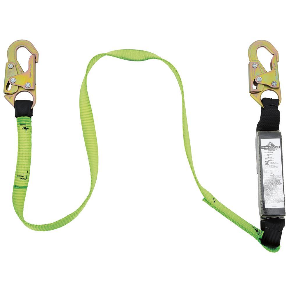 Shock Absorbing Lanyard (110 – 220 lb capacity) - SP - Single Leg - Snap Hooks - 6&#39; (1.8 m)