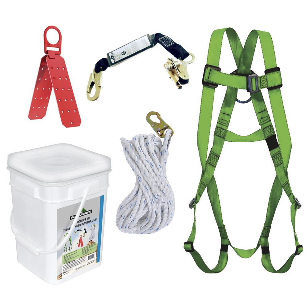 Compliance Roofer&#39;s Kit - Reusable Bracket - Integral ADP Rope Grab - SP Lanyard - 25&#39;