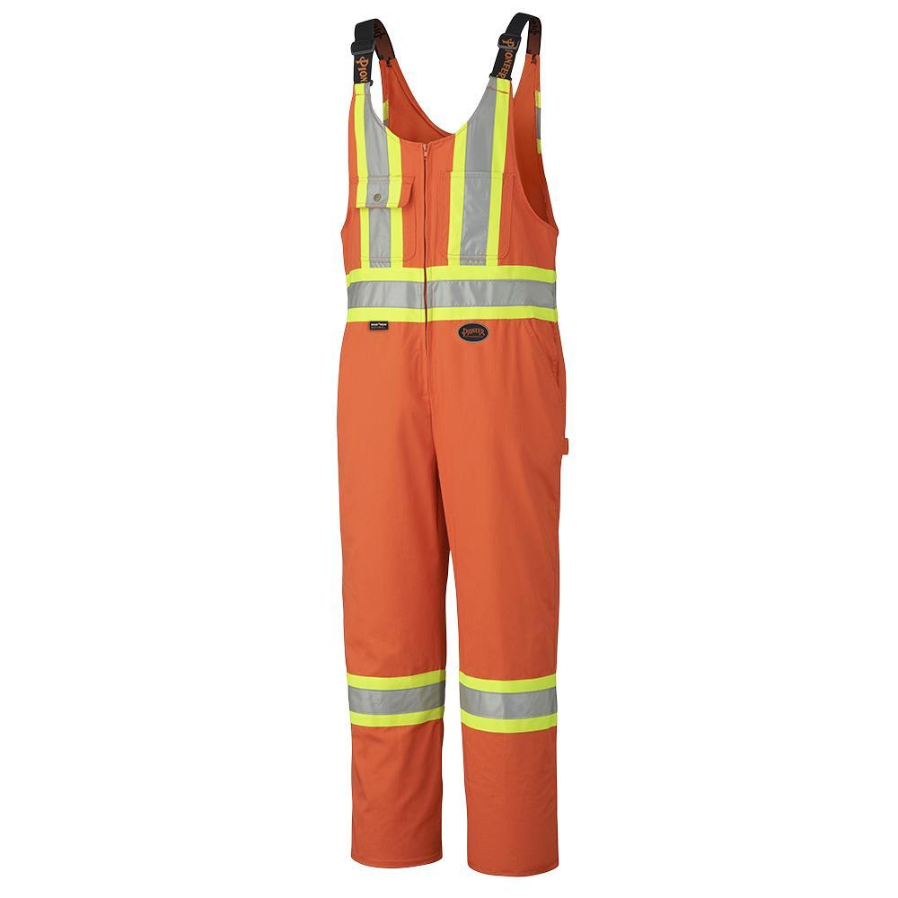 Hi-Vis Poly/Cotton Safety Overalls - Leg Zippers - Hi-Vis Orange - 52