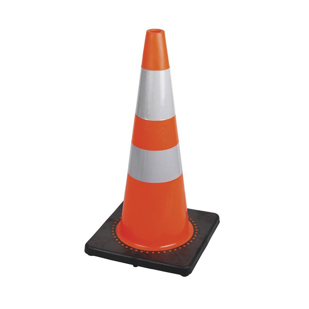 Premium PVC Flexible Safety Cone - 28&#34;/71 cm - 4&#34; and 6&#34; High-Luminance Bands