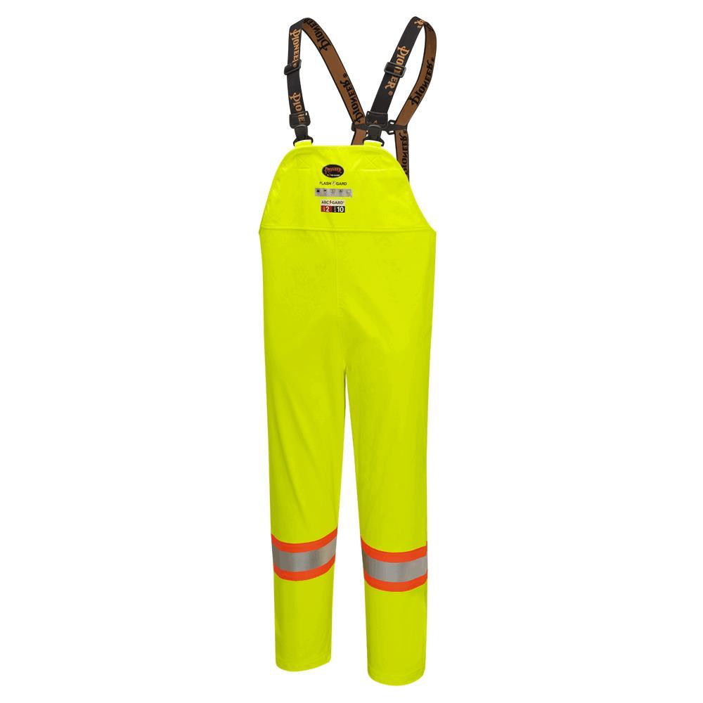 Hi-Vis FR/ARC-Rated Poly/Cotton Bib Pants - Waterproof - Hi-Vis Yellow - XL