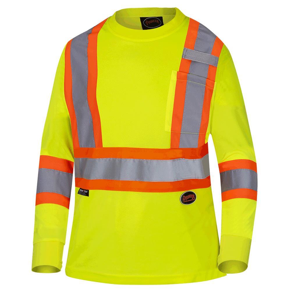 Hi-Viz Yellow Polyester Birdseye Women’s Safety Long-Sleeve T-shirt - S