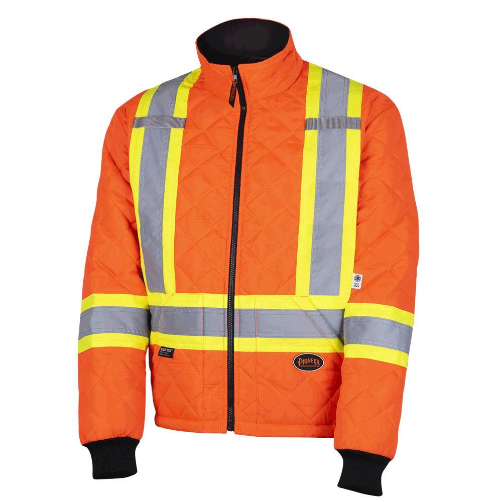 Hi-Viz Quilted Freezer/Work Safety Jacket - Hi-Viz Orange - XS