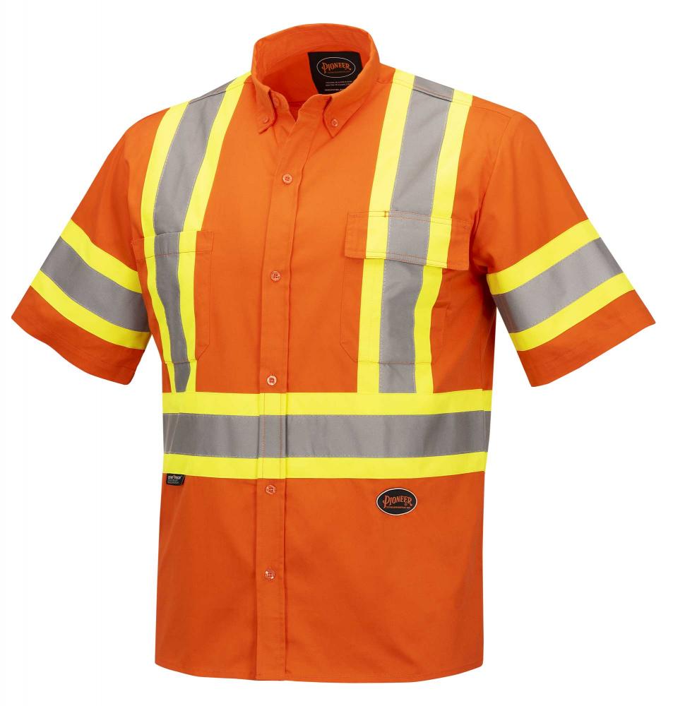 Hi-Viz Short Sleeved Cotton Safety Shirt - Hi-Viz Orange - 5XL