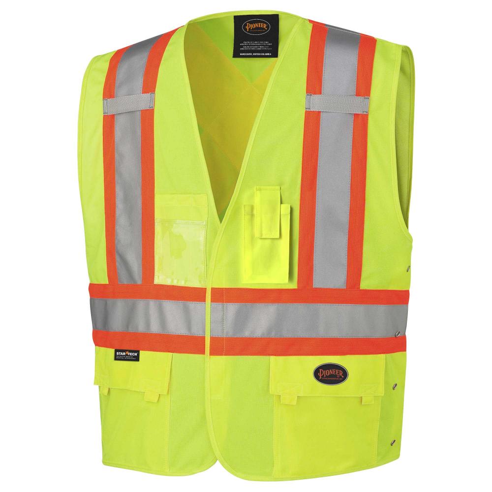 Hi-Viz Safety Vest w/ Adjustable Sides - Hi-Viz Yellow/Green - 6/7XL
