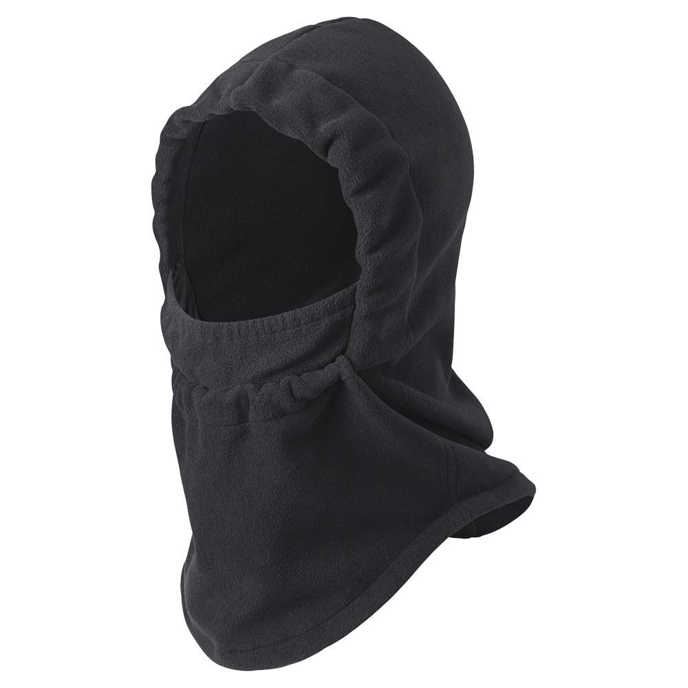 Black Single-Layer Micro Fleece Hood with Face Mask - O/S