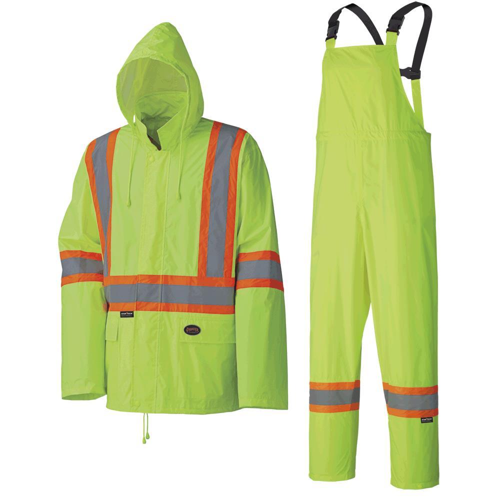 Waterproof Lightweight Safety Rain Suit - Yellow/Green - XL